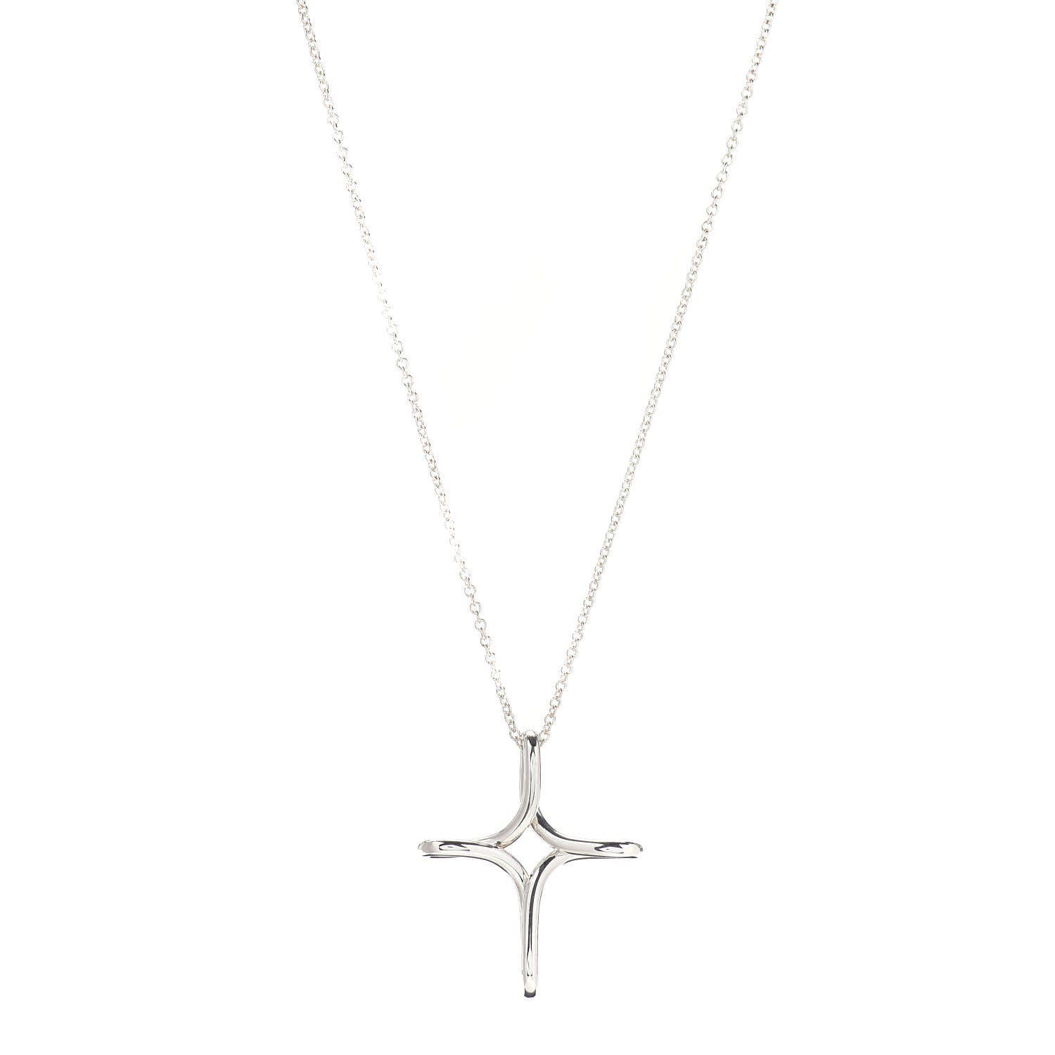 Tiffany Sterling Silver Elsa Peretti Infinity Cross Pendant Necklace 1 of 4