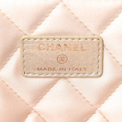 Chanel Metallic Calfskin Quilted Large Cosmetic Case Light Gold 7 of 11