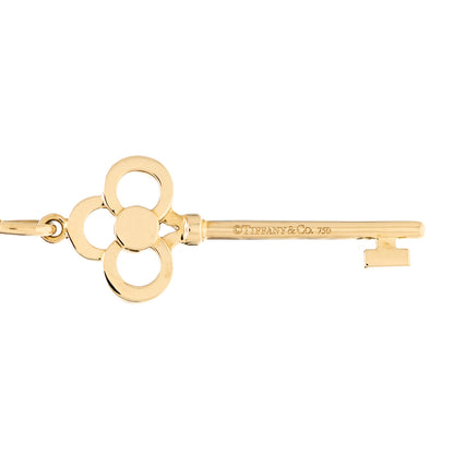 Tiffany 18K Yellow Gold Diamond Crown Key Pendant Necklace 4 of 7