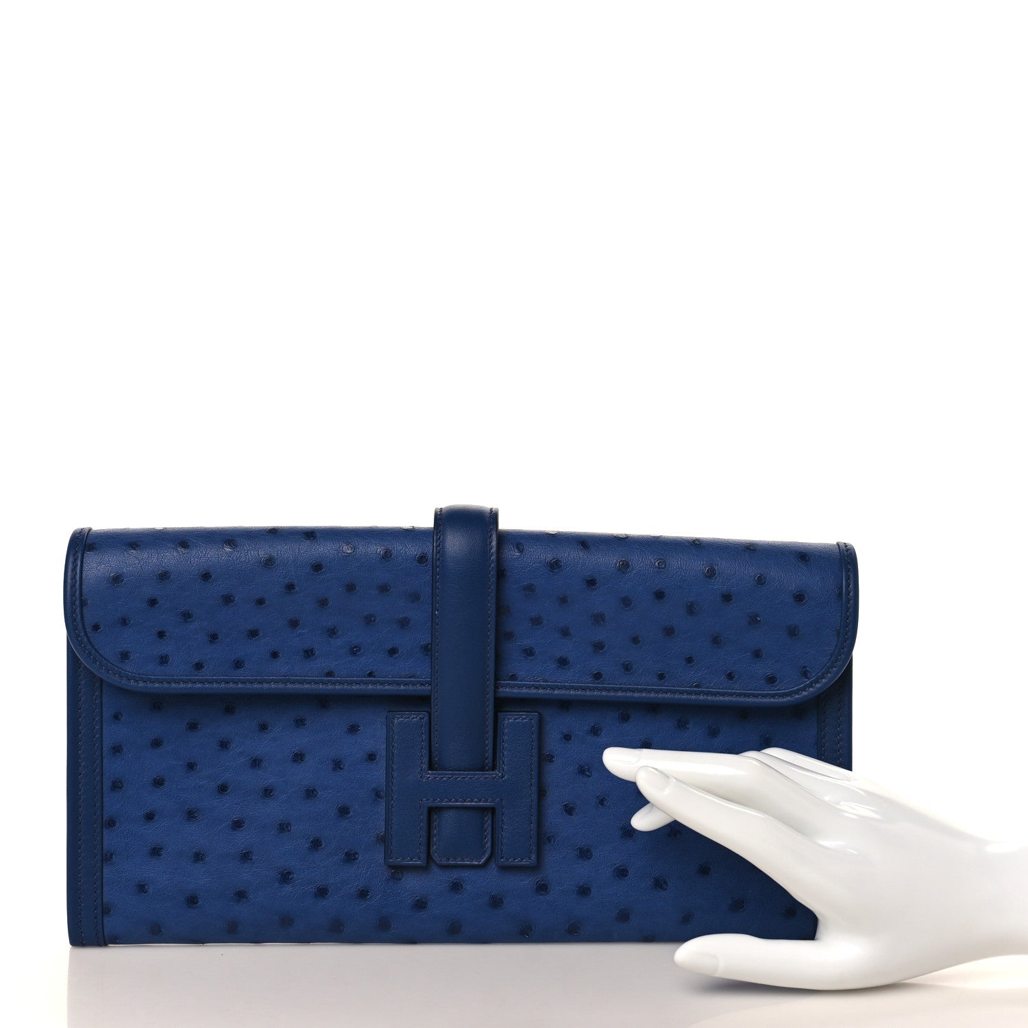 Hermes Ostrich Swift Jige Elan 29 Clutch Bleu Saphir 2 of 8