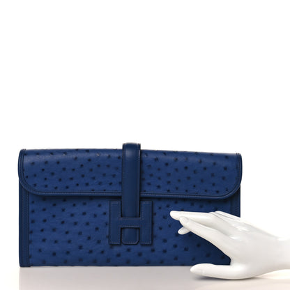 Hermes Ostrich Swift Jige Elan 29 Clutch Bleu Saphir 2 of 8