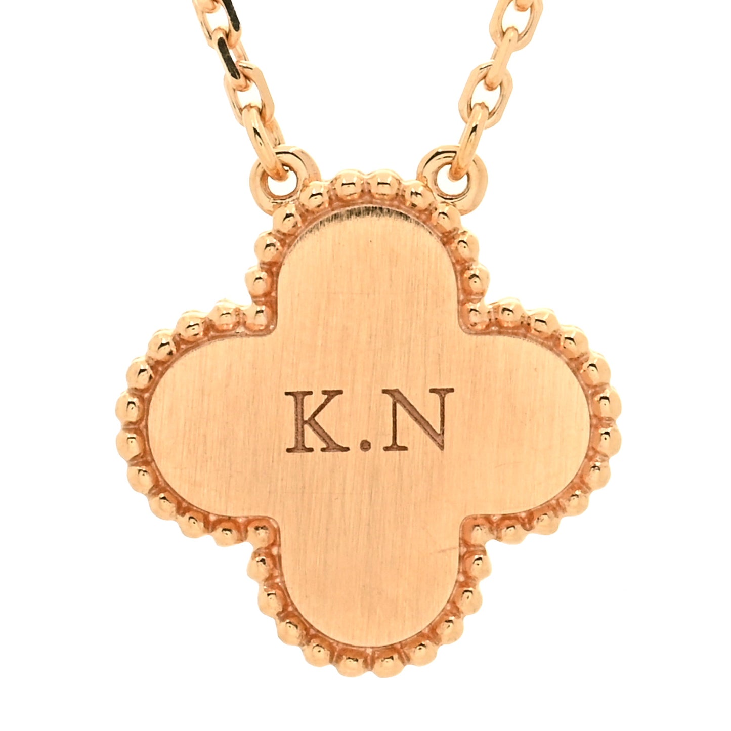 18K Rose Gold Diamond Rhodonite Vintage Alhambra Pendant Necklace