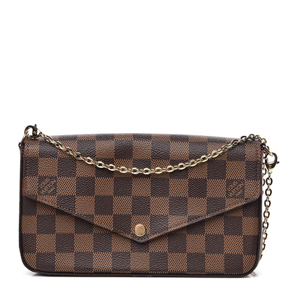Louis Vuitton Damier Ebene Pochette Felicie Chain Wallet 1 of 15