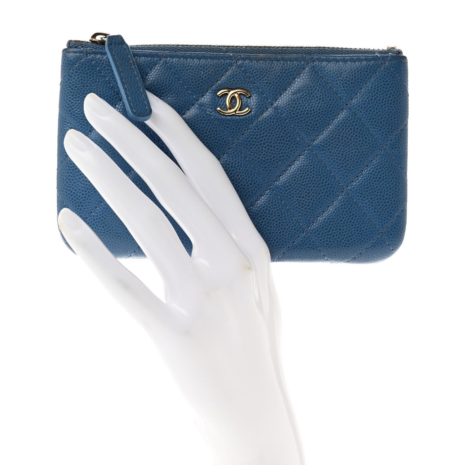 Chanel Caviar Quilted Small Cosmetic Case Blue 2 of 8
