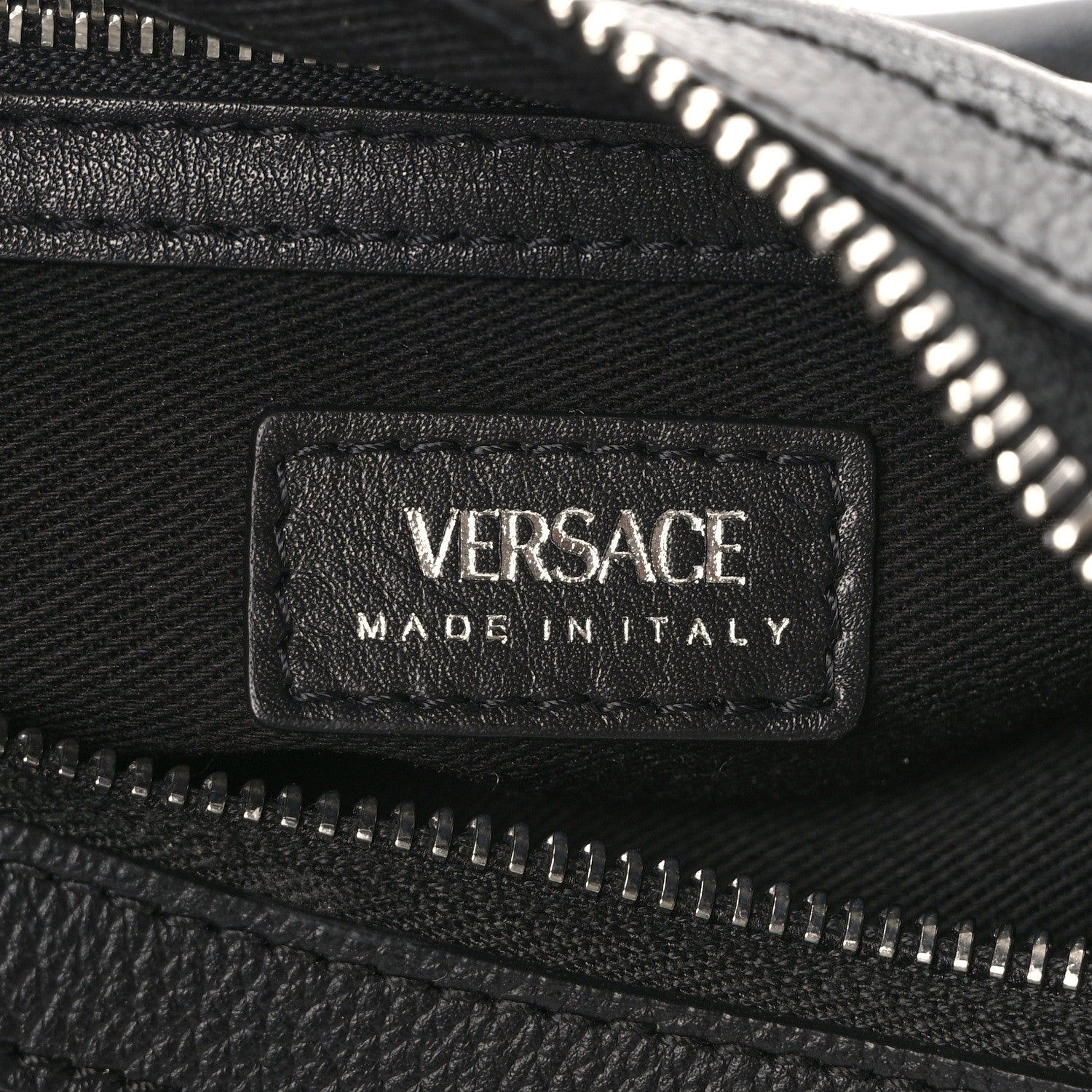 Versace Calfskin Mini Repeat Zip Hobo Black 6 of 8