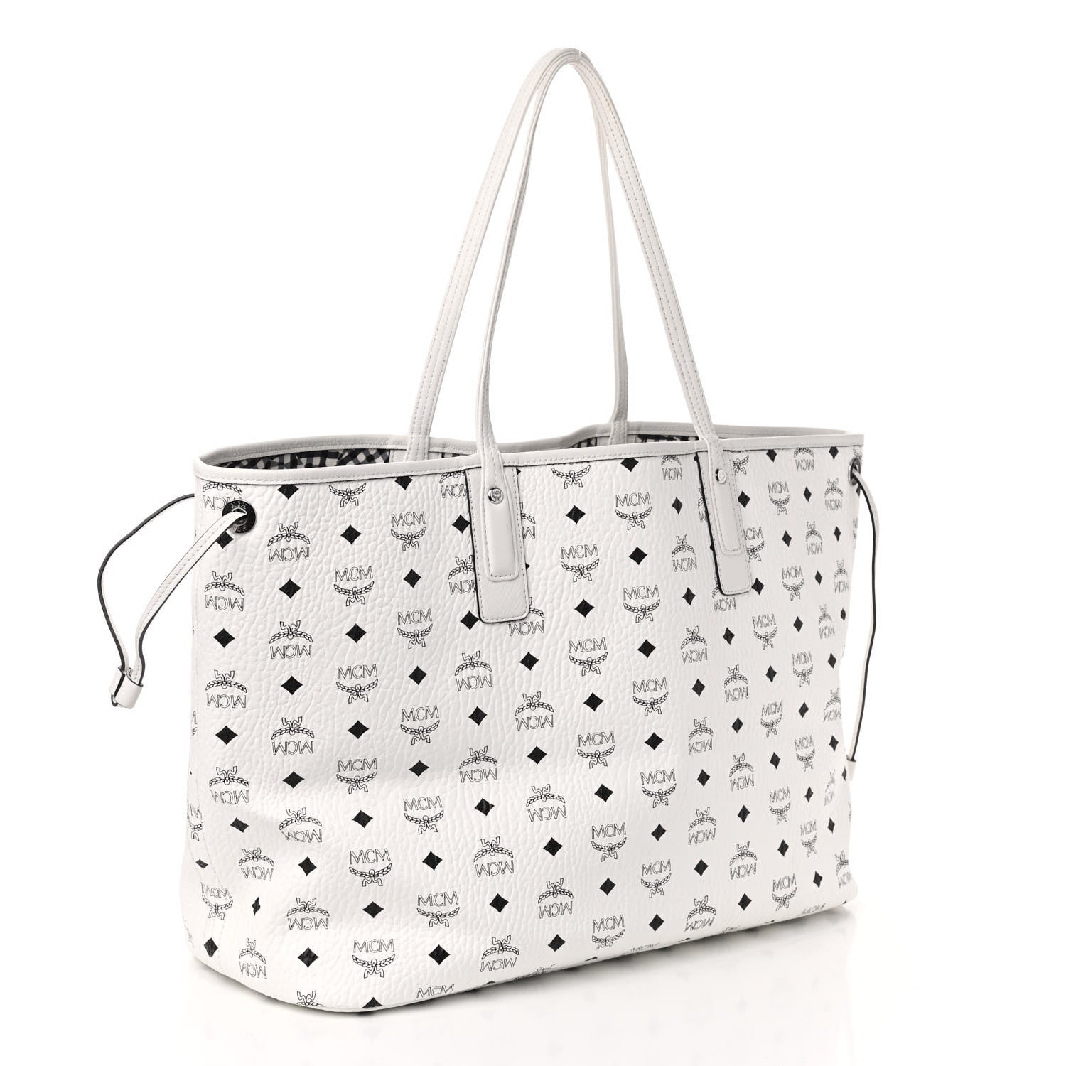 MCM Visetos Large Liz Reversible Shopper Tote White 4 of 16