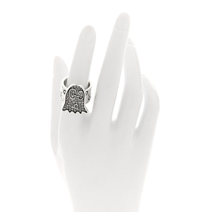 Gucci Sterling Silver Grey Diamond GucciGhost Ghost Ring 54 6.75 2 of 7