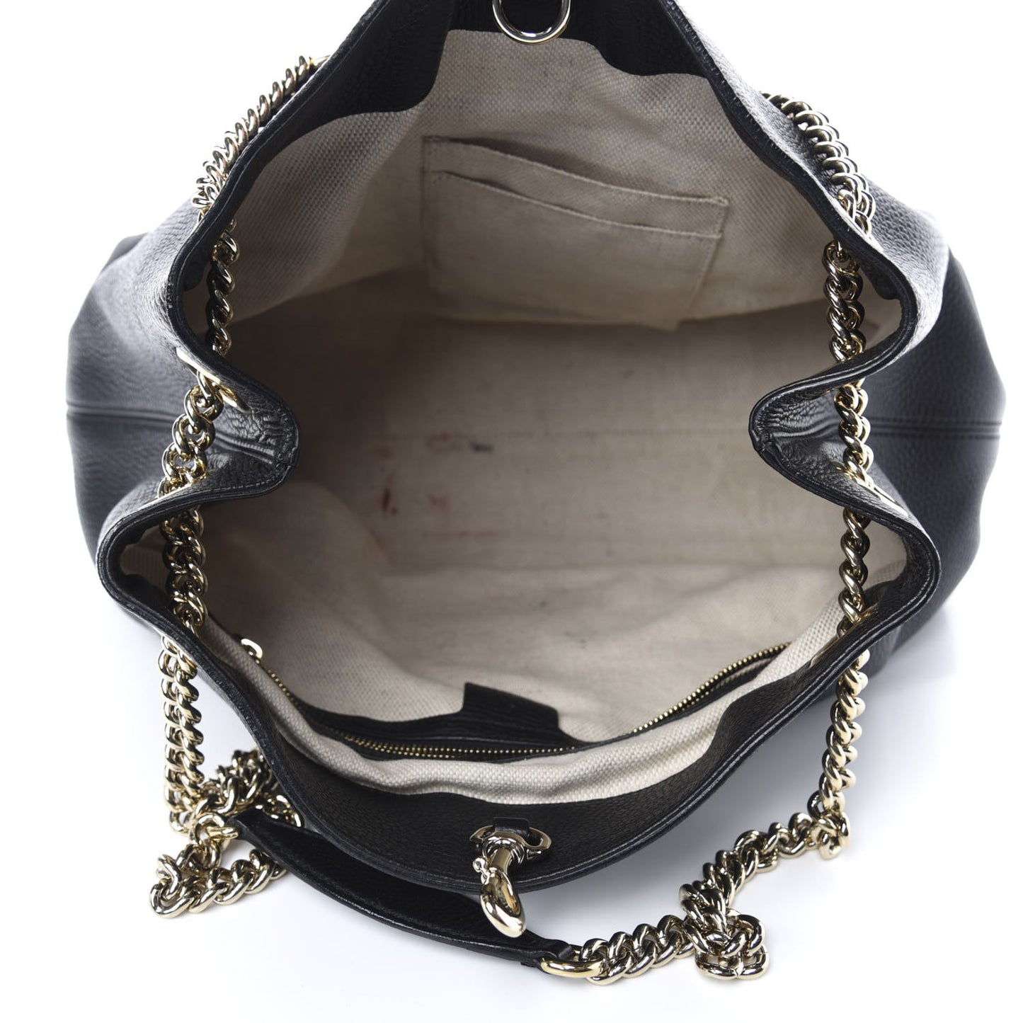 Pebbled Calfskin Medium Soho Chain Shoulder Bag Black