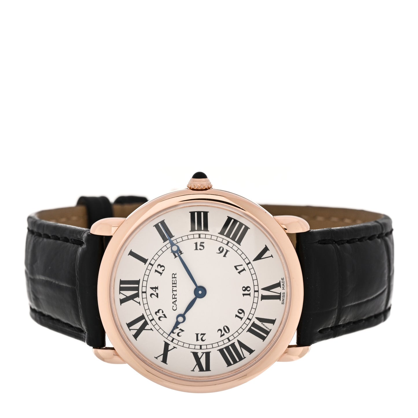 18K Pink Gold Alligator 36mm Ronde Louis Manual Winding Watch Black
