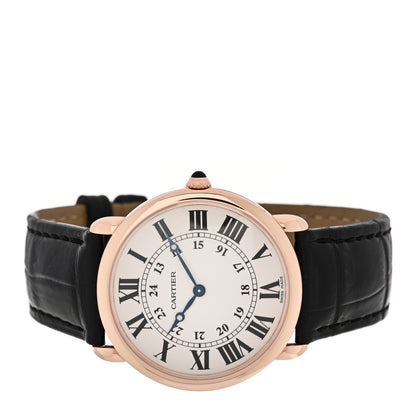 Cartier 18K Pink Gold Alligator 36mm Ronde Louis Manual Winding Watch Black 2 of 5