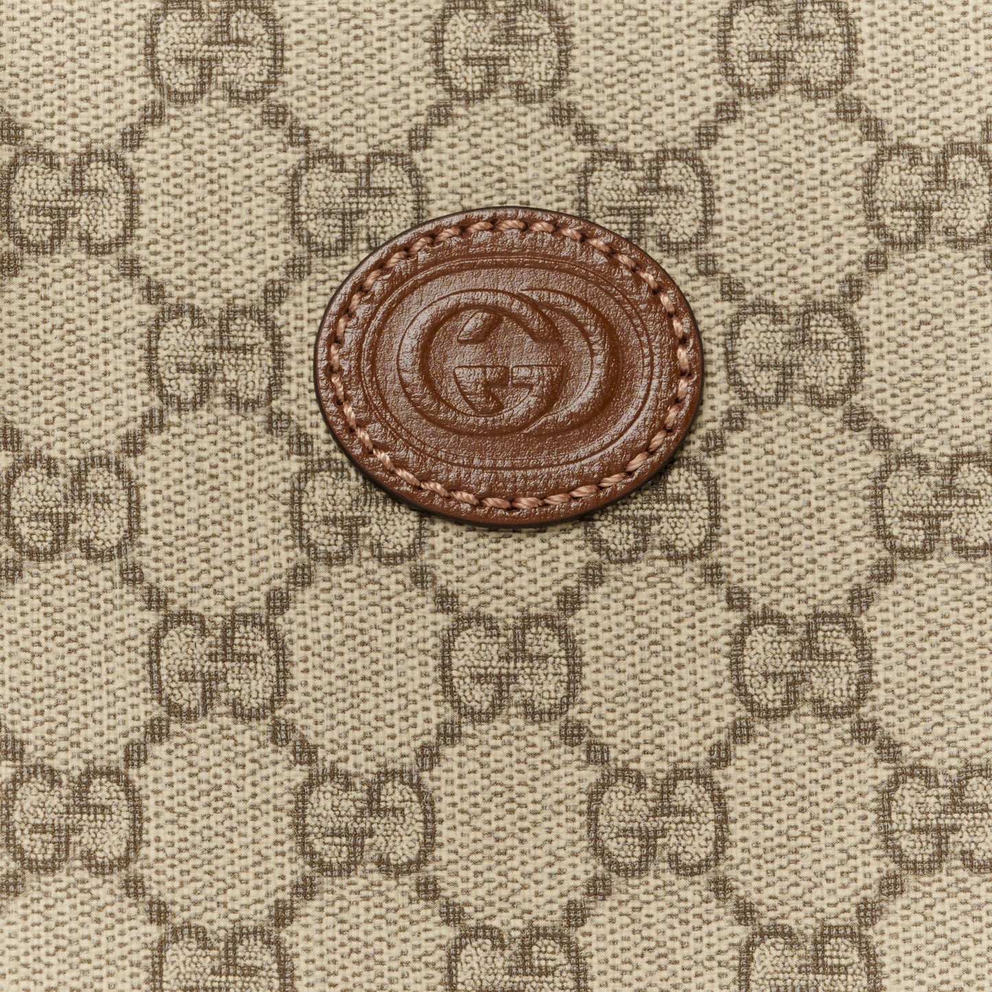 GG Supreme Monogram Azalea Calfskin Retro Interlocking G Wristlet Messenger Bag Beige Ebony Brown Sugar