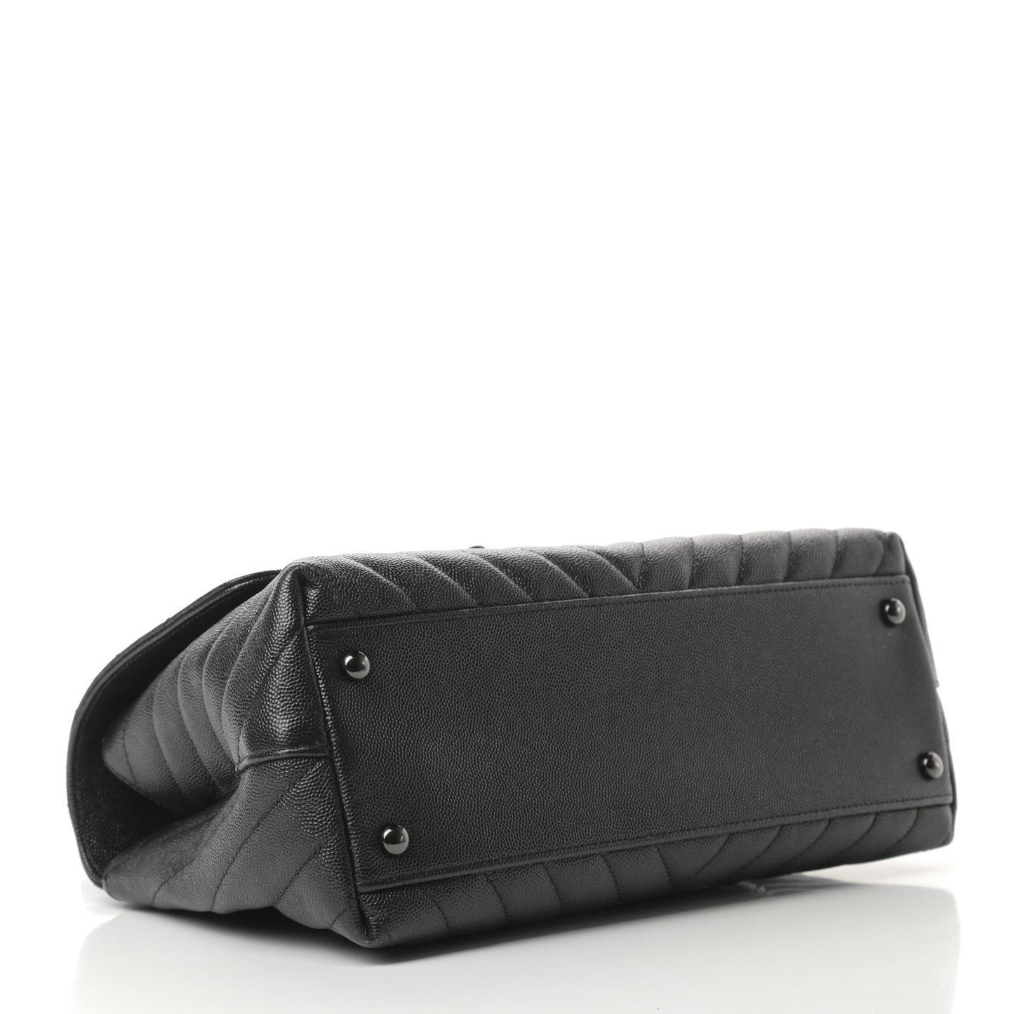 Caviar Chevron Quilted Small Coco Handle Flap So Black