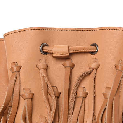 Saint Laurent Calfskin Fringe Monogram Mini Bourse Bucket Bag Tan 8 of 8