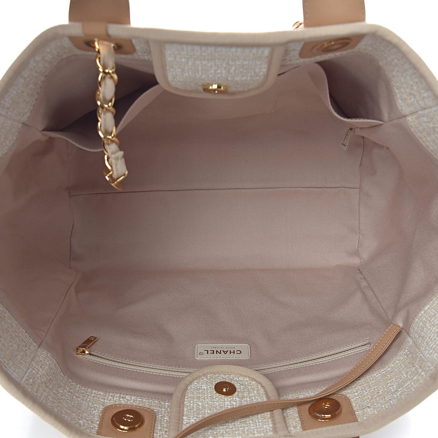 Lurex Boucle Large Deauville Tote Light Beige