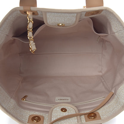 Chanel Lurex Boucle Large Deauville Tote Light Beige 5 of 10
