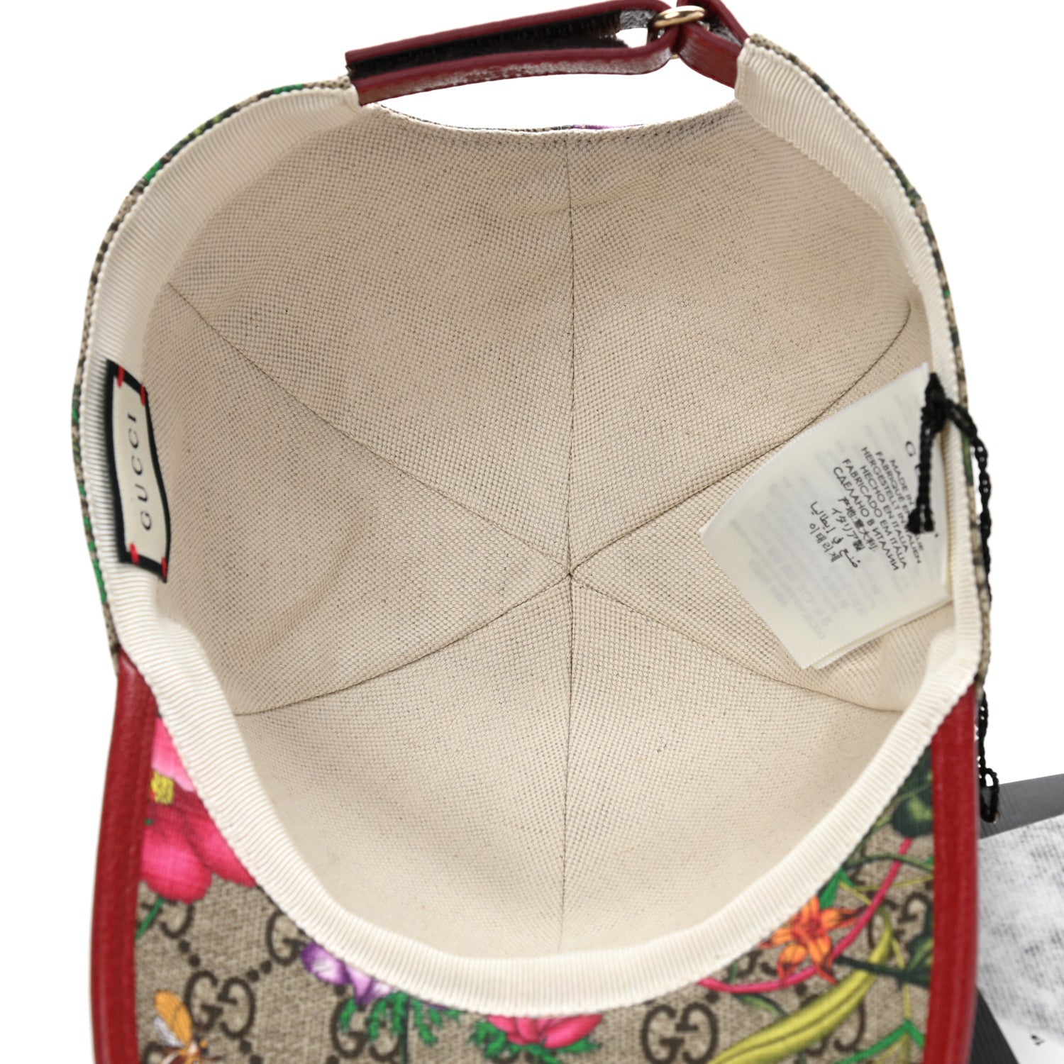 Gucci GG Supreme Flora Claudia Baseball Hat 58 L Red 7 of 10