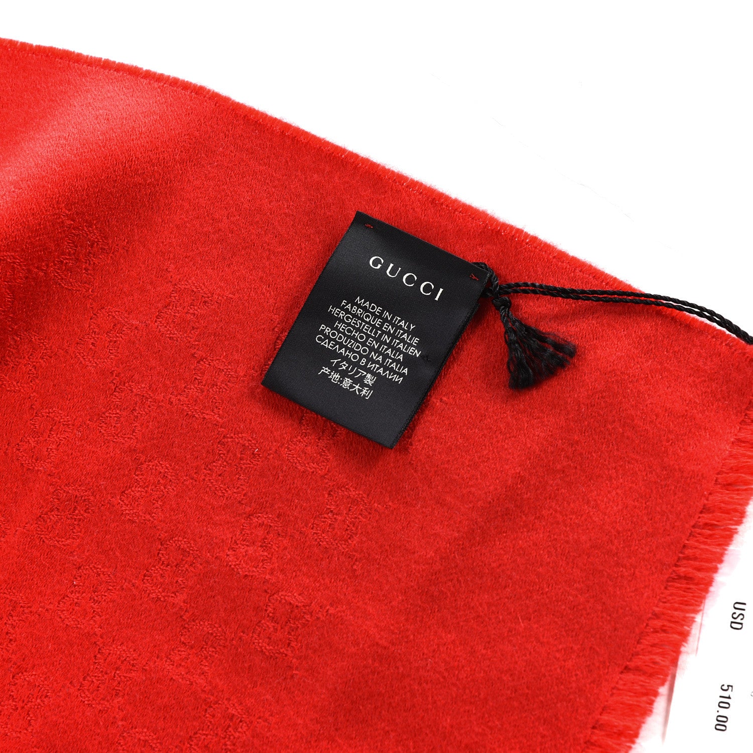 Gucci Cashmere GG Monogram Gem Lux Scarf Flame 3 of 4