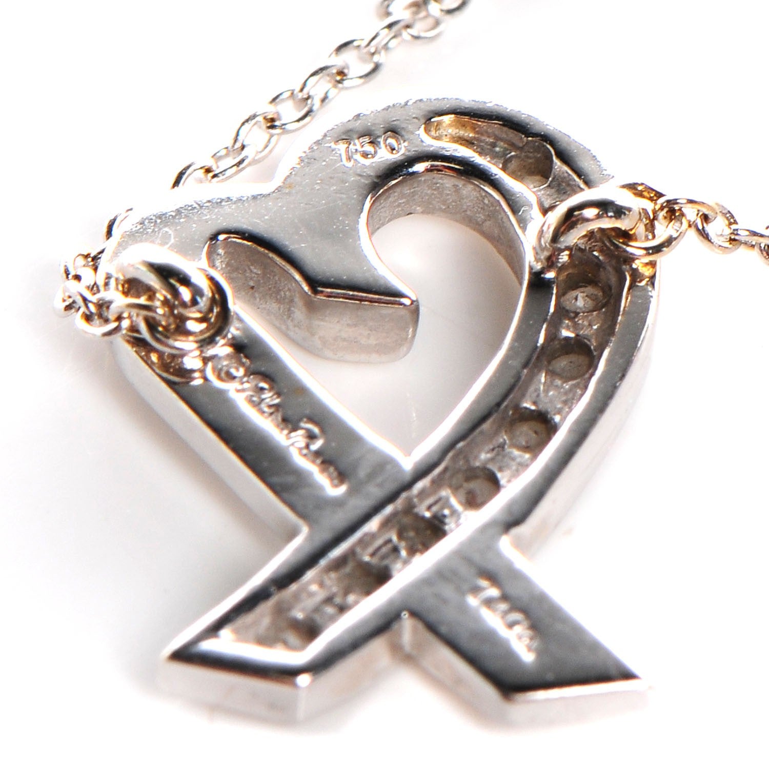 Tiffany 18K White Gold Diamond Small Paloma Picasso Loving Heart Necklace 4 of 7