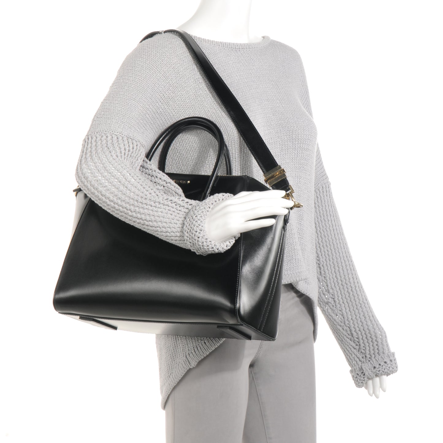 Shiny Lord Calfskin Medium Antigona Black