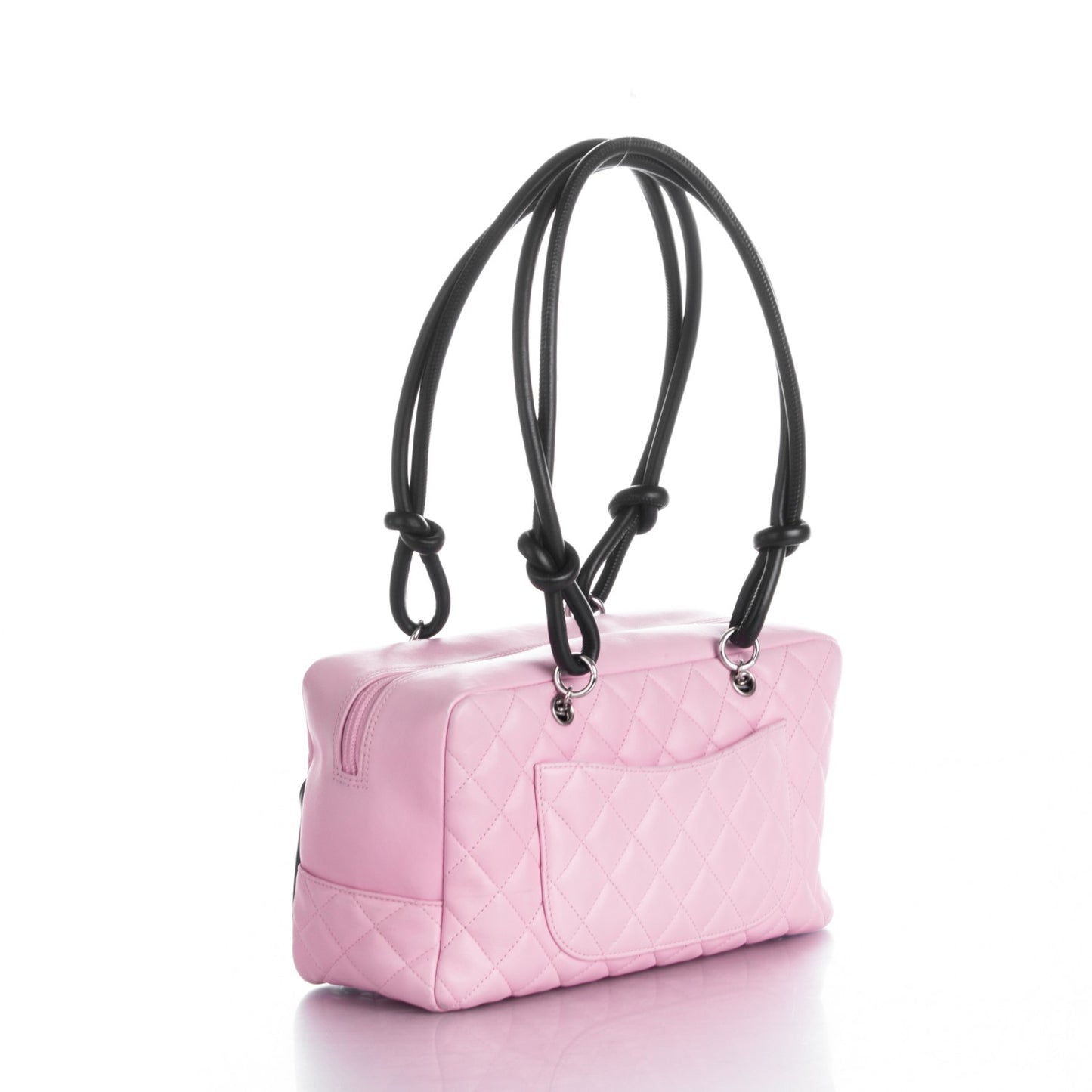 Calfskin Quilted Large Cambon Bowler Pink Black