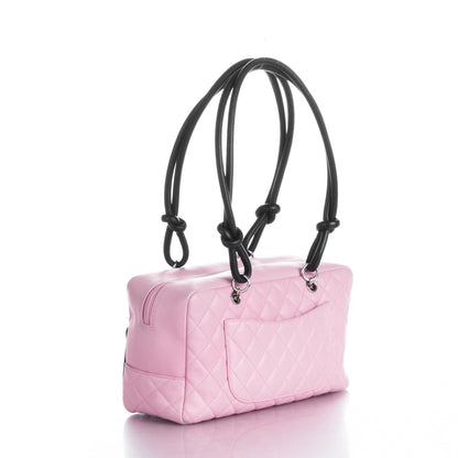 Chanel Calfskin Quilted Large Cambon Bowler Pink Black 3 of 10