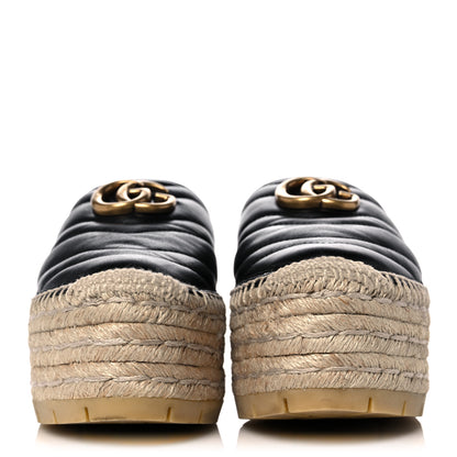 Gucci Nappa Matelasse GG Marmont Platform Espadrille Slippers 36 Black 2 of 9