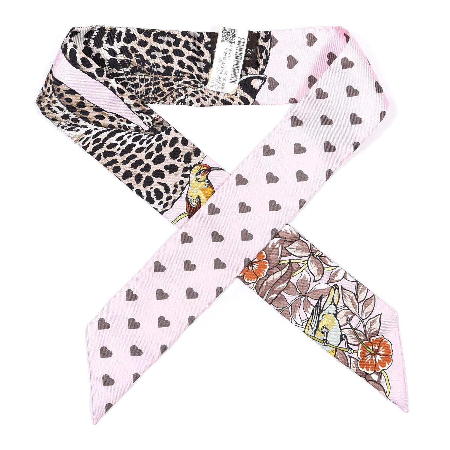 Hermes Silk Jungle Love Love Twilly Rose Pale Etoupe 1 of 4