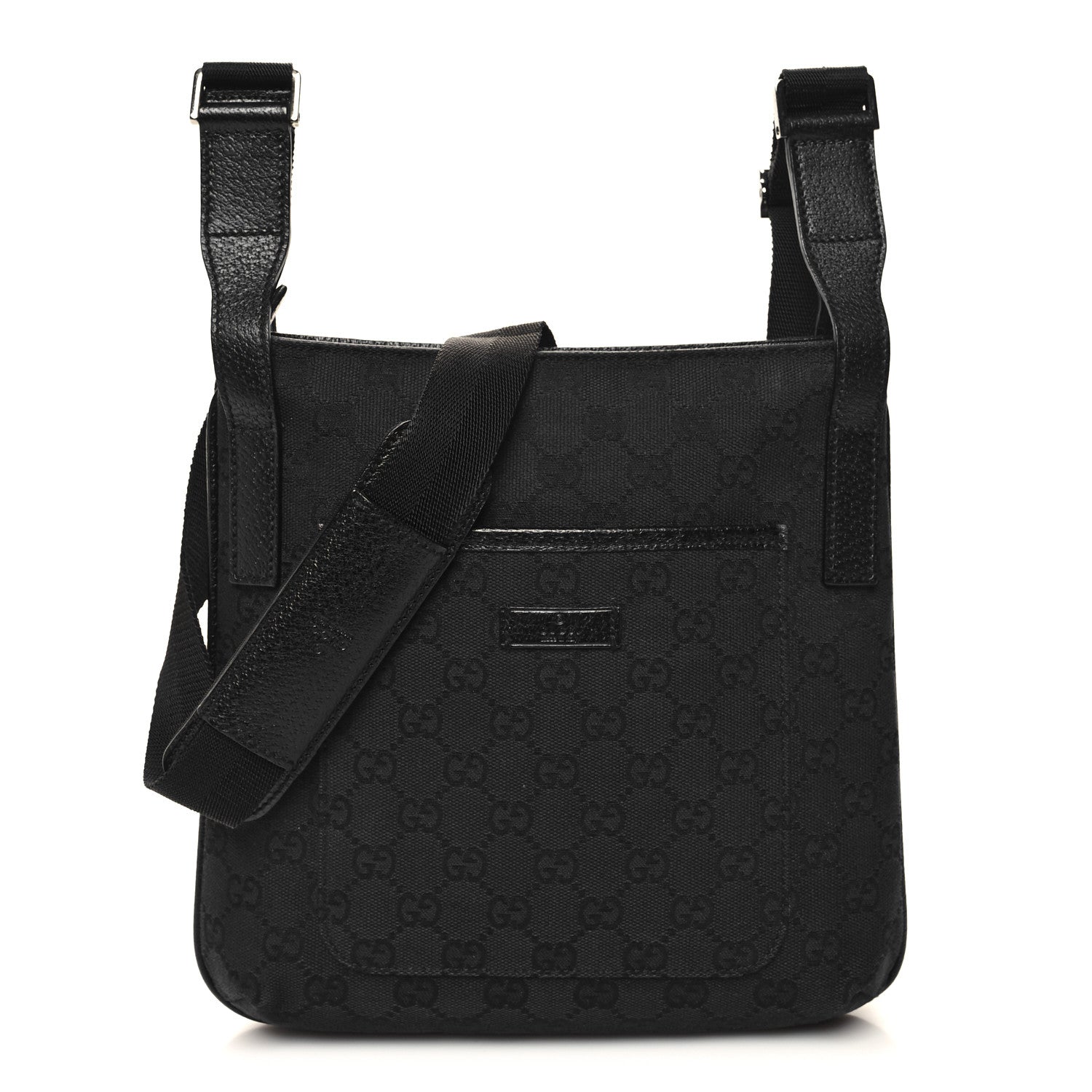 Gucci Monogram Flat Messenger Bag Black 1 of 10