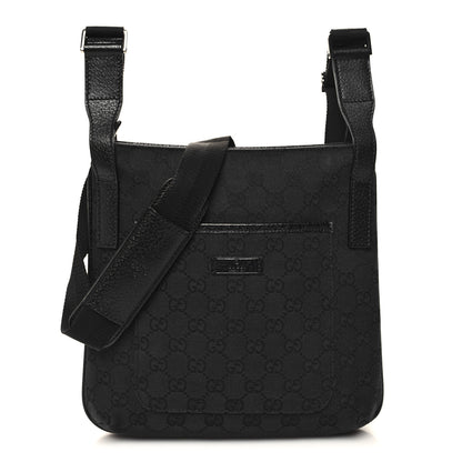 Gucci Monogram Flat Messenger Bag Black 1 of 10