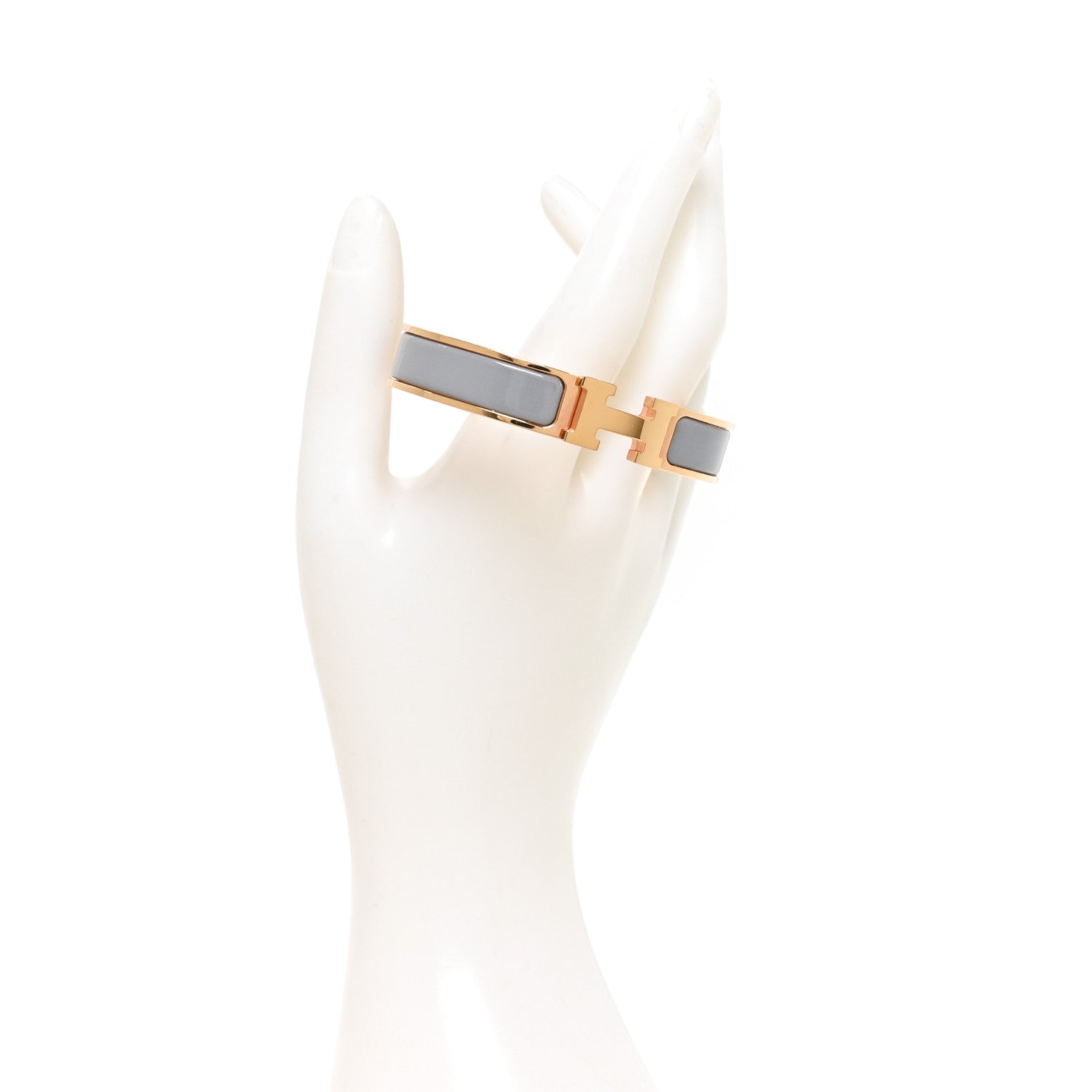 Hermes Enamel Narrow Clic Clac H Bracelet Gris Orage 2 of 5