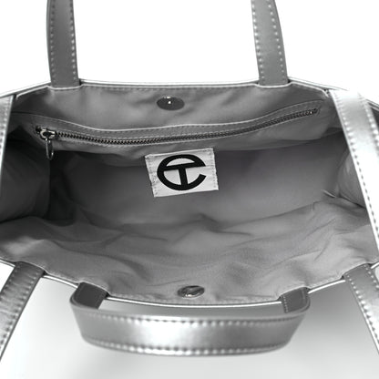 Telfar Metallic Vegan Leather Medium Shopping Bag Silver 4 of 11
