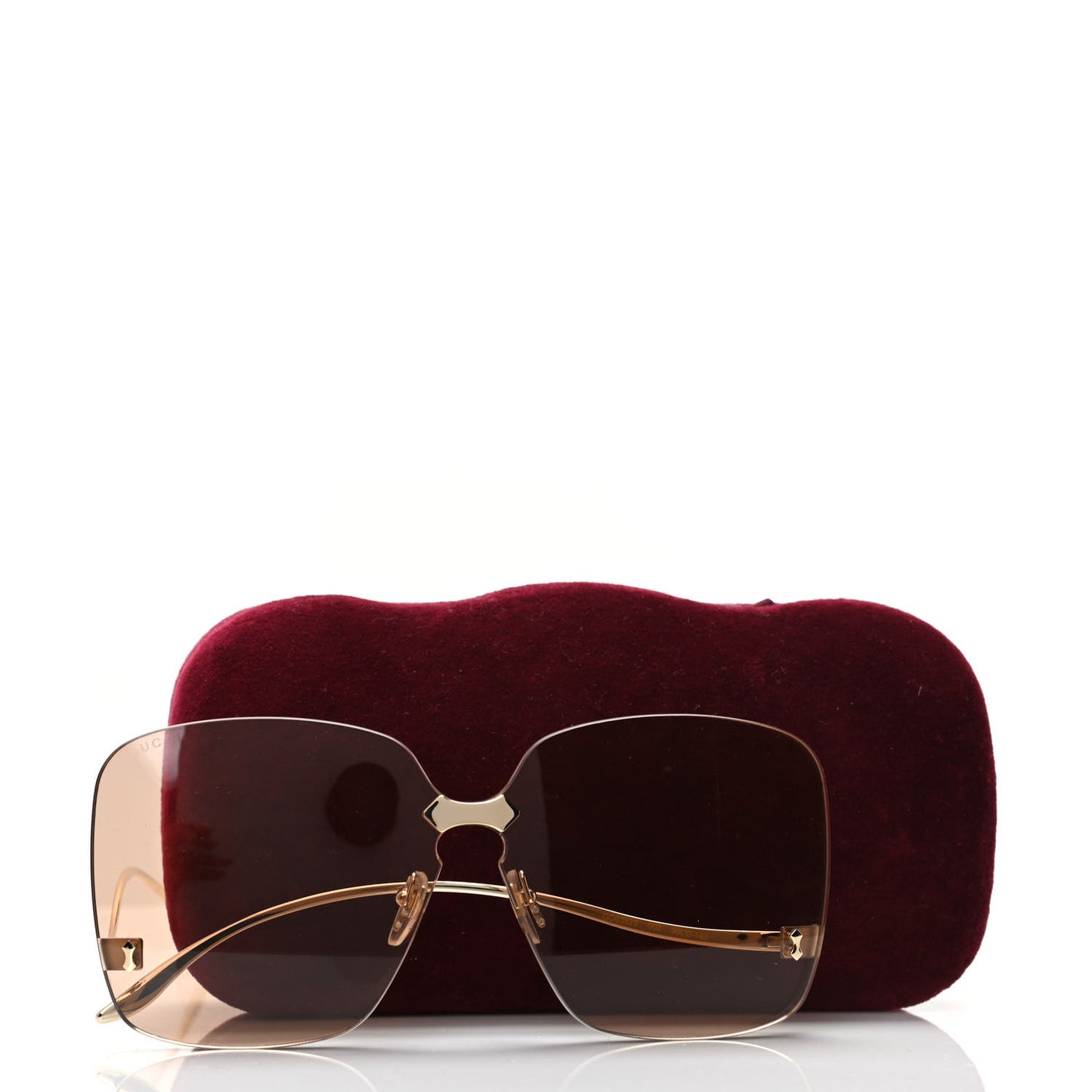 Acetate Metal Rimless Square Sunglasses GG0355S Gold