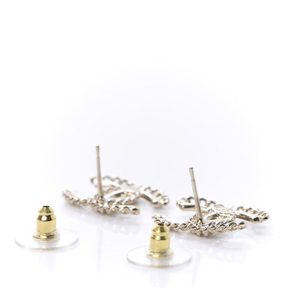 Chanel Crystal Chain CC Earrings Gold 3 of 5