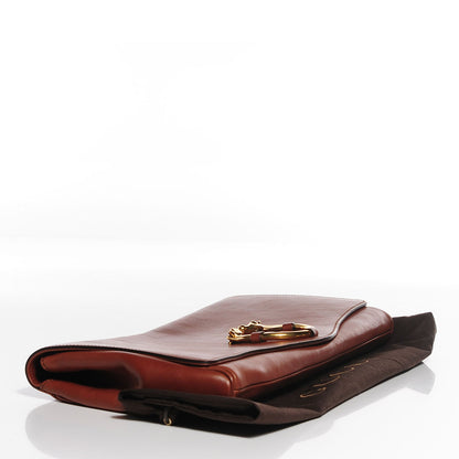 Gucci Washed Calfskin Ribot Horse-Heads Clutch Brown 4 of 9
