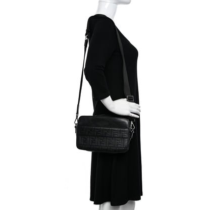 Fendi Vitello Century Grace FF Embossed Shoulder Clutch Black 2 of 12