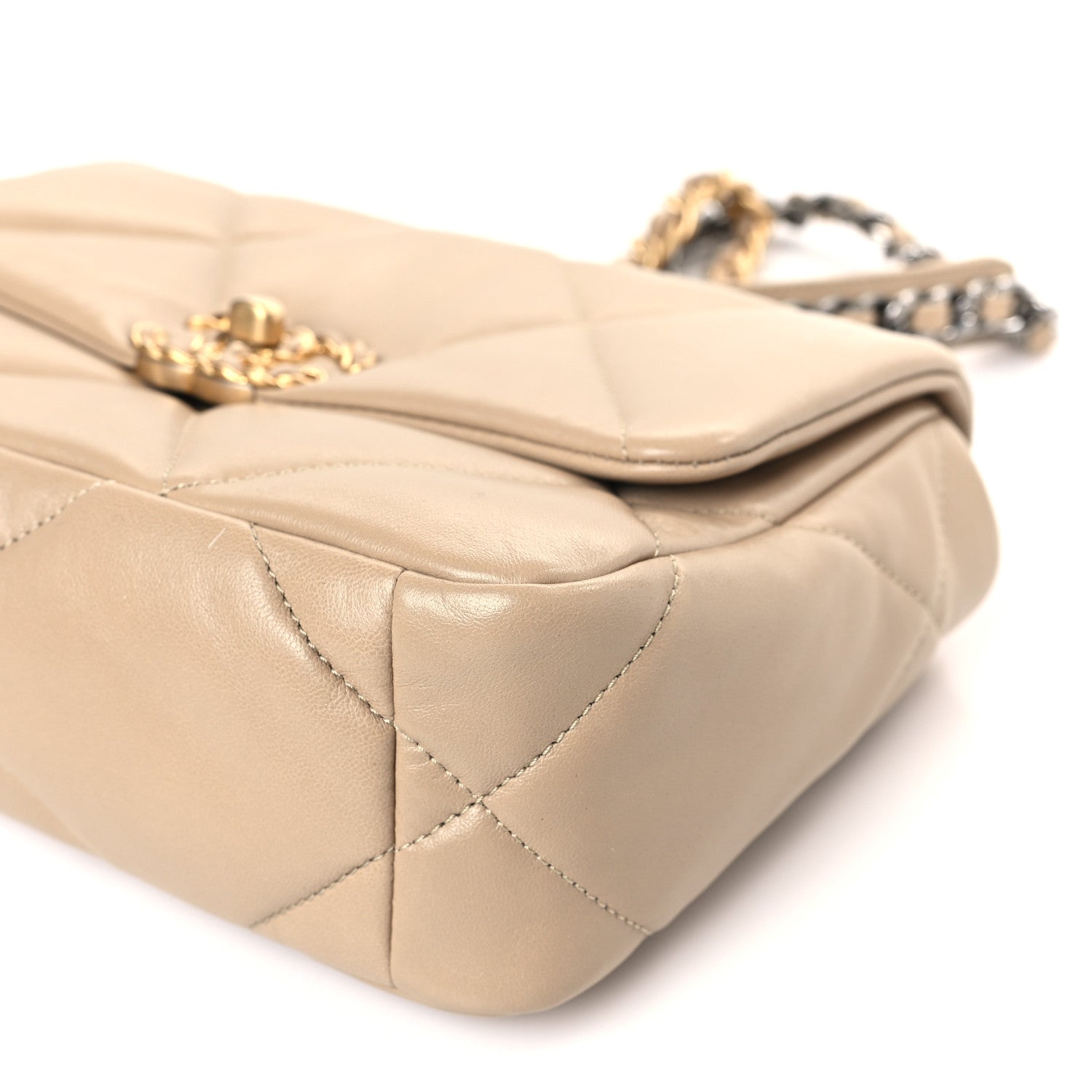 Chanel Lambskin Quilted Medium Chanel 19 Flap Light Beige 9 of 10