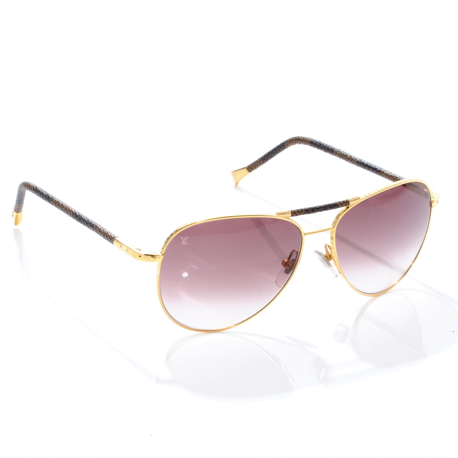 Louis Vuitton Damier Conspiration Pilote Aviator Sunglasses Gold 3 of 5