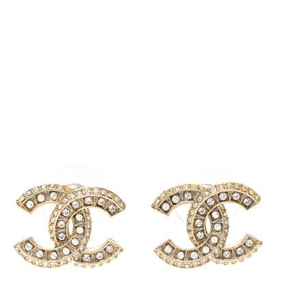 Chanel Crystal Timeless CC Earrings Light Gold 1 of 5