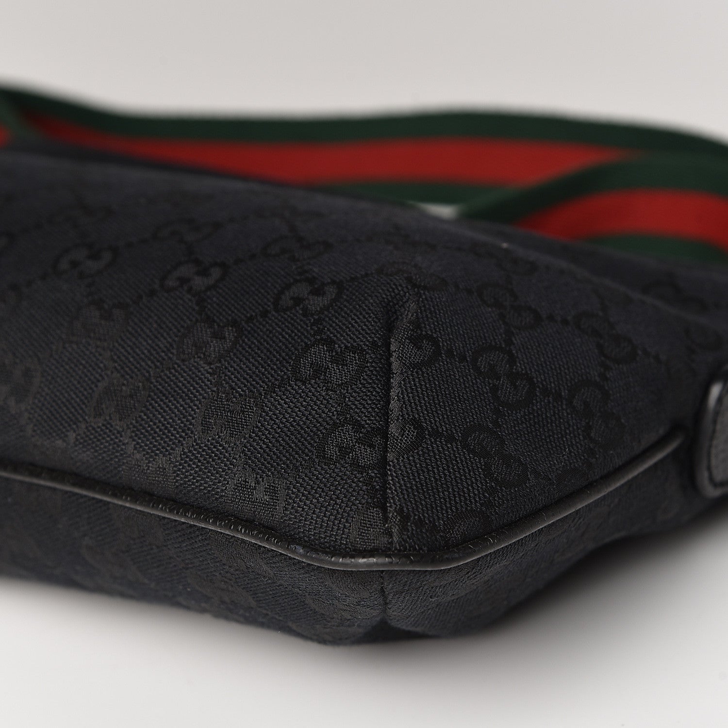 Gucci Monogram Web Small Flat Messenger Crossbody Black 9 of 10