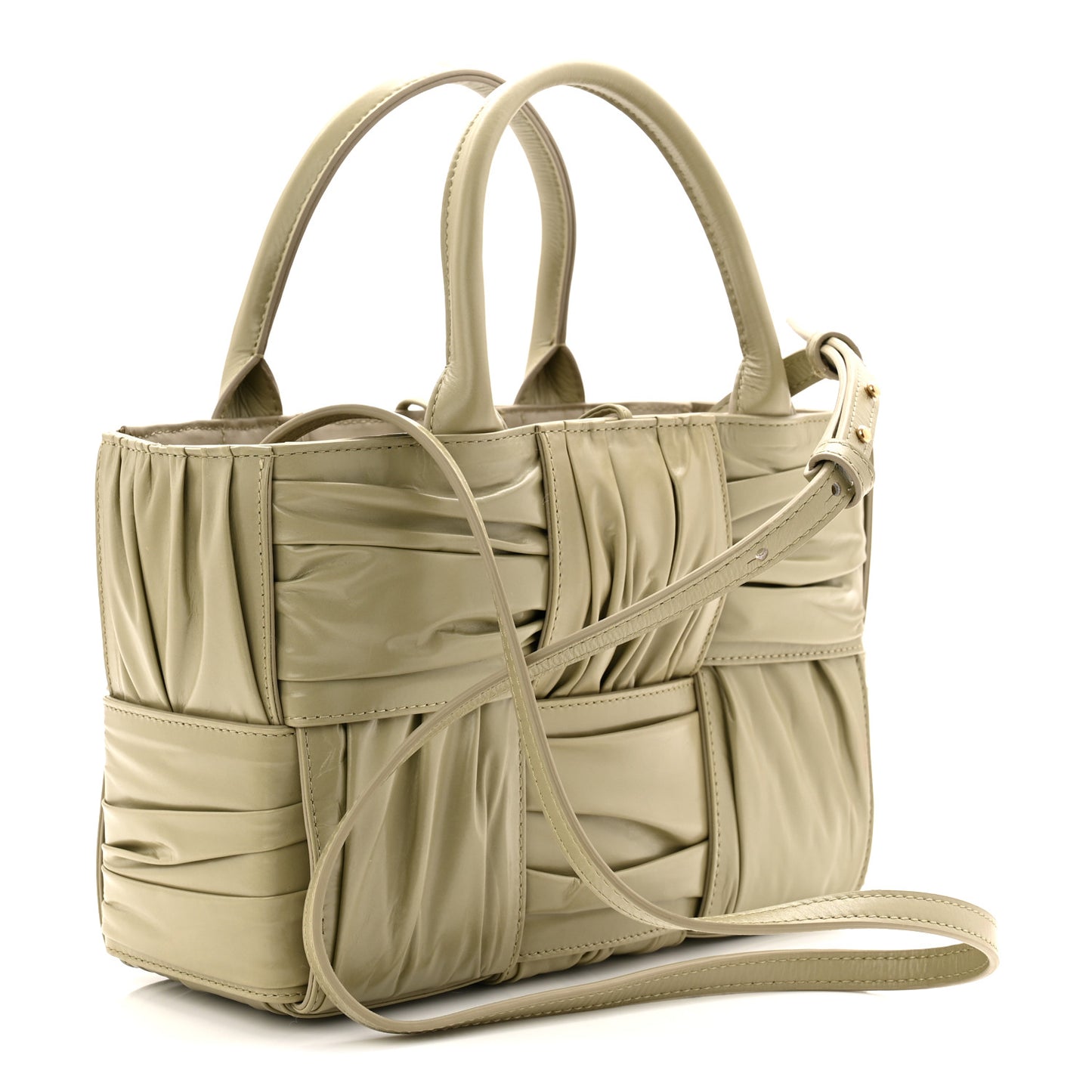 Foulard Intrecciato Pleated Arco Tote Travertine