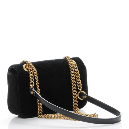 Gucci Velvet Matelasse Mini GG Marmont Shoulder Bag Black 3 of 8