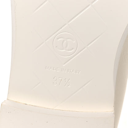 Chanel Shiny Lambskin Quilted CC Turnlock Loafers 37.5 White 8 of 12