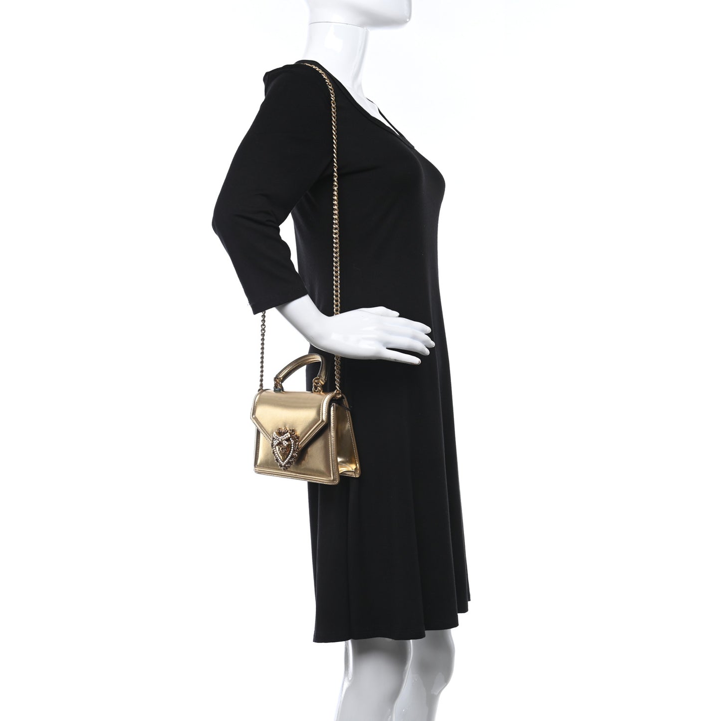 Smooth Calfskin Devotion Envelope Top Handle Bag Gold