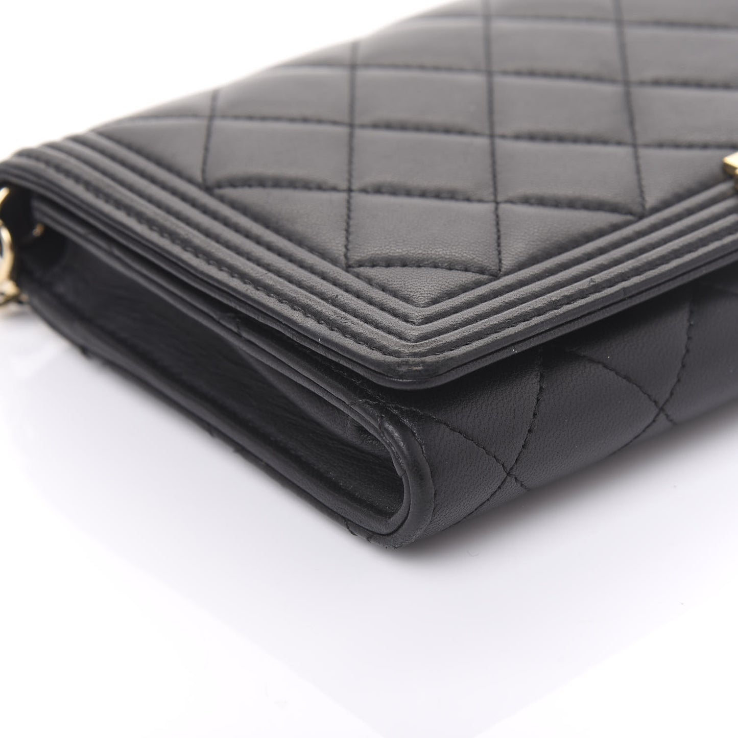 Lambskin Quilted Boy Wallet On Chain WOC Black