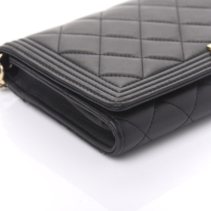 Chanel Lambskin Quilted Boy Wallet On Chain WOC Black 6 of 13