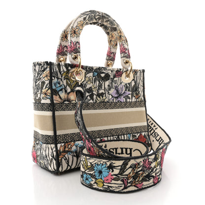 Christian Dior Canvas Embroidered Mille Fleurs Medium Lady D-Lite Multicolor 3 of 12