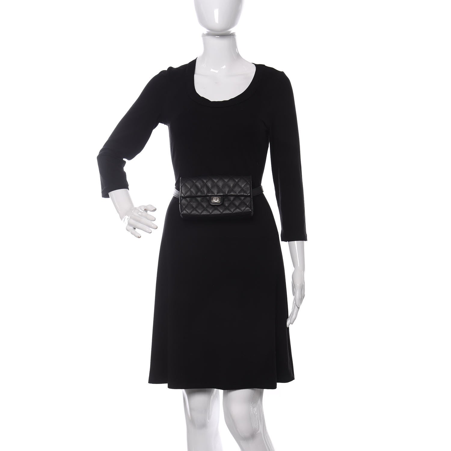 Chanel Grained Calfskin Quilted 2.55 Reissue Flap Belt Bag Clutch Black 2 of 9
