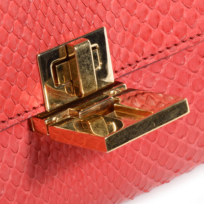 Celine Python and Suede Medium Trapeze Vermillion 8 of 10