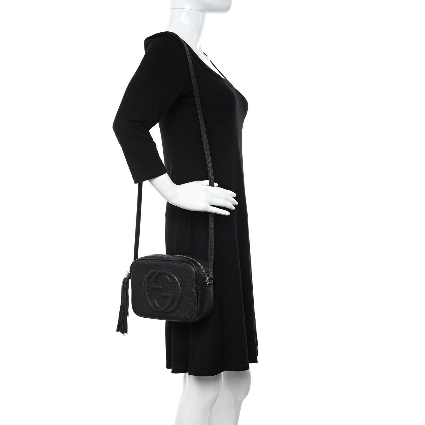 Pebbled Calfskin Small Soho Disco Bag Black