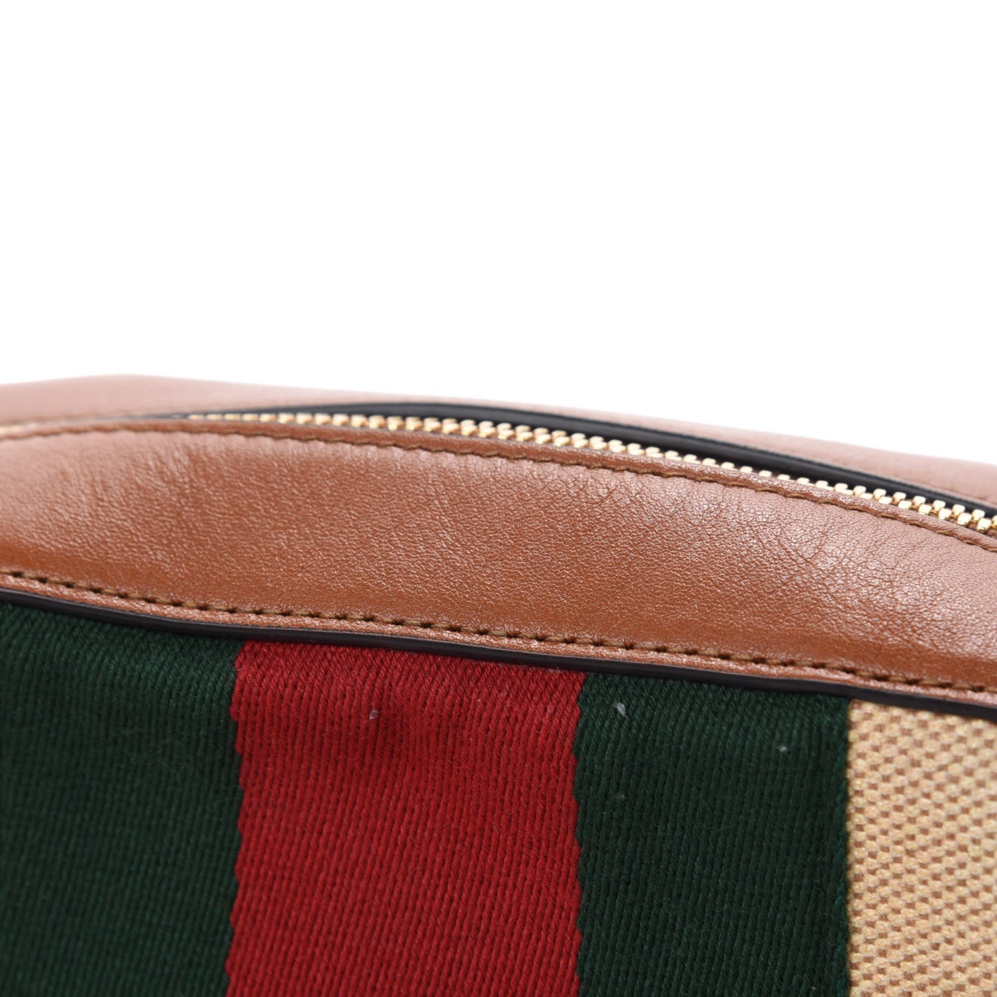 Vintage Canvas Web Shoulder Bag Sand Cuir